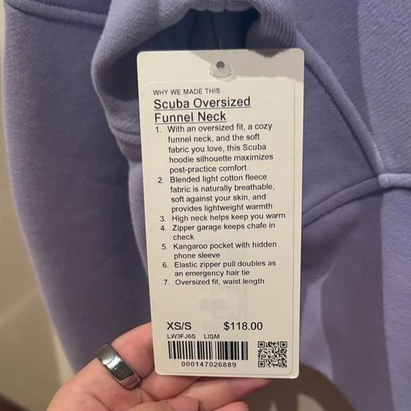 RARE NWT Lululemon Scuba lilac smoke - Picture 4 of 7